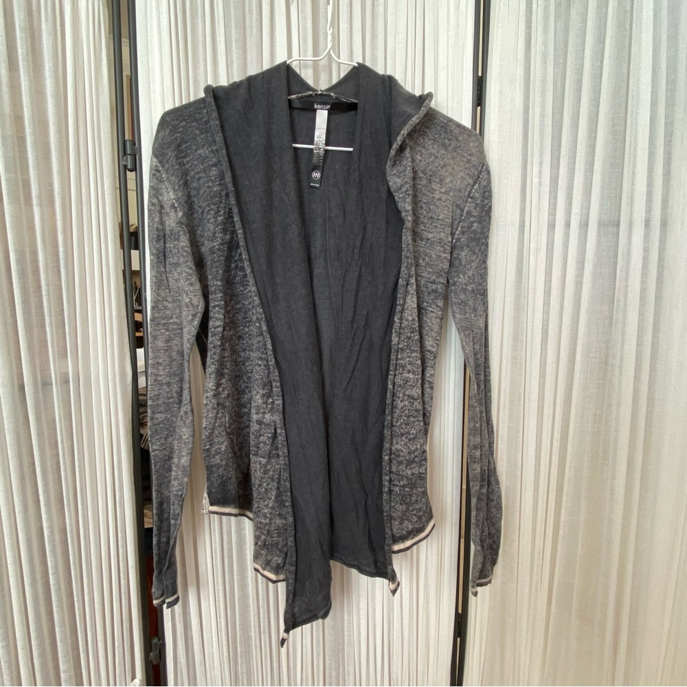 Kensie Charcoal Hooded Cardigan